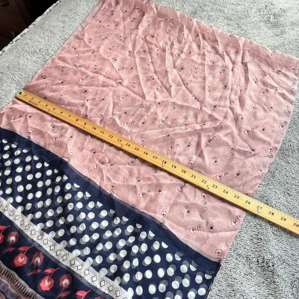Marks Spencer Collection Pure Silk Scarf Polka Dots Cherry 70x26
